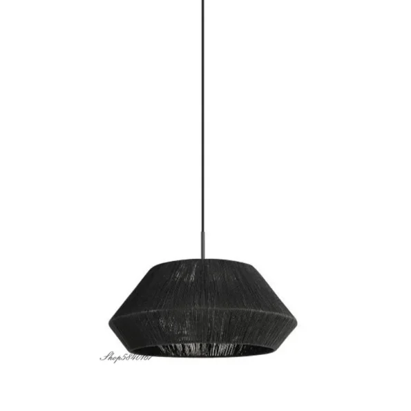 Vintage Hand-woven Rattan Lamp Chinese Style Pendant Light Restaurant Decoration Hemp Rope Living Room Kitchen Lighting Fixture - Image 3