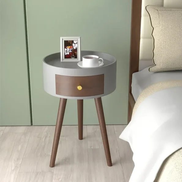 Minimalist Circular Nightstand: Italian Light Luxury Bedside Table - Image 6