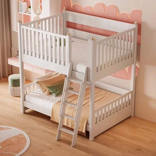 Home furniture bedroom for 3 kids cartoon kids salon furniture fantastic bedroom wooden bunk bed for kids with drawers - Image 2