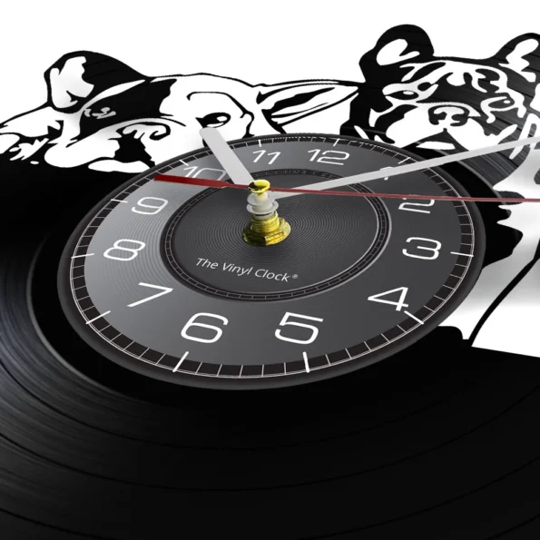 French Bulldog Couple Wall Clock - Modern Vinyl Record Art for Dog Lovers - Image 3