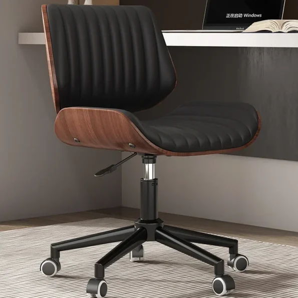 Solid Wood Computer Chair, Light Luxury Home Use, Sedentary Office Chair, Rotating Lift, Bedroom Study Chair