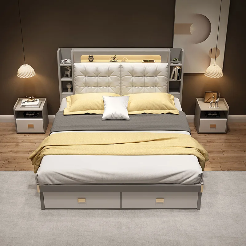 Tatami King/Queen Bed with Bedside Table and Storage: Modern High Box Bed Frame - Image 3