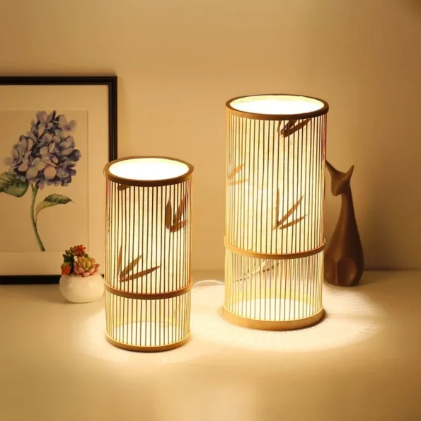 New Chinese Style Bamboo Weaving Table Lamp Creative Handmade Rattan Bedroom Decoration Bedside E27 Table Light - Image 6