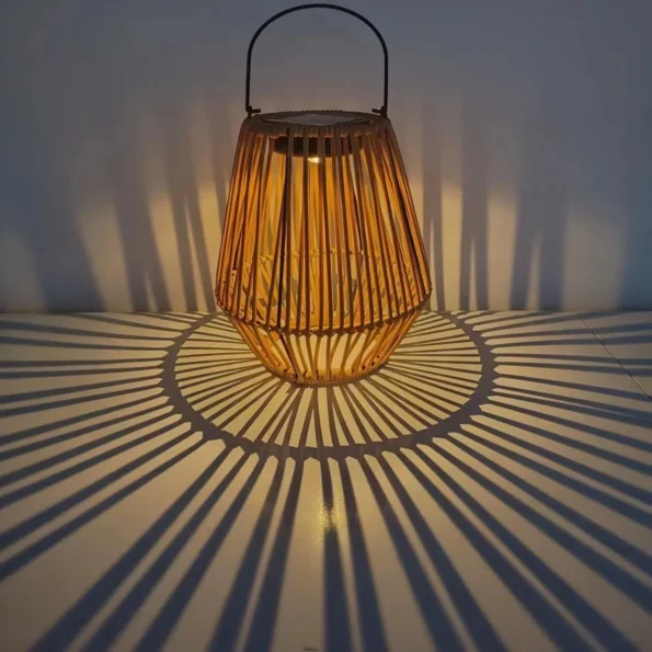 Outdoor Solar Imitation Rattan Lantern Courtyard Balcony Garden Decoration Candle Lights Creative Atmosphere Chandelier Garden - Image 5
