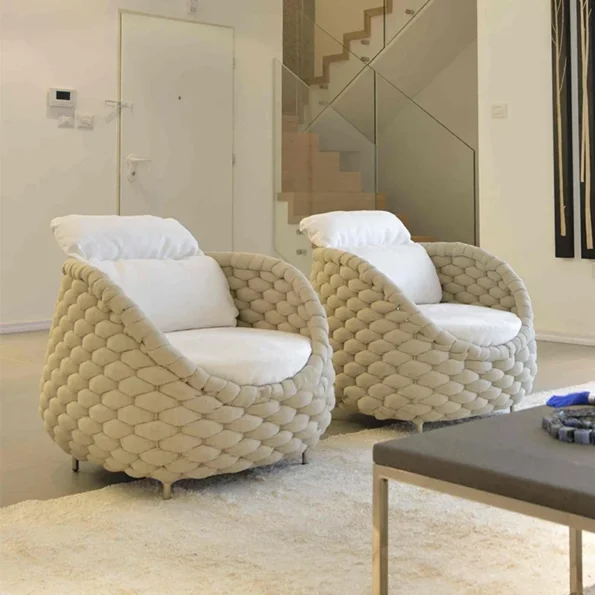 Rattan Chair Sofa Outdoor Terrace Sofa Tea Table Combination Living Room Courtyard Model Room Outdoor Furniture - Image 4