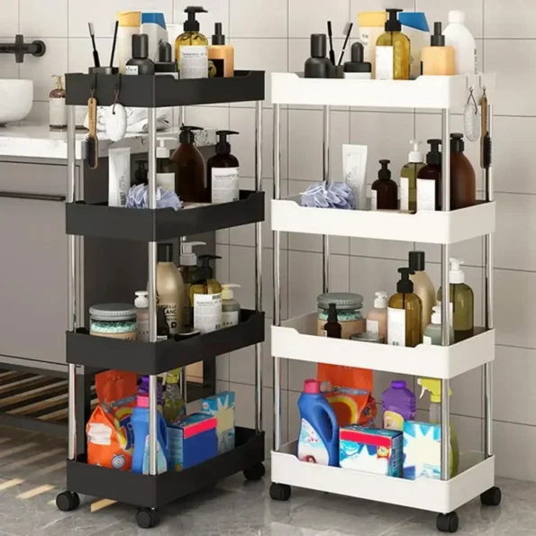 Storage Cart Multifunctional High Capacity Save Space 3/4-Tier Storage Movable Floor-Standing Rolling Vertical Shelf for Kitchen - Image 2