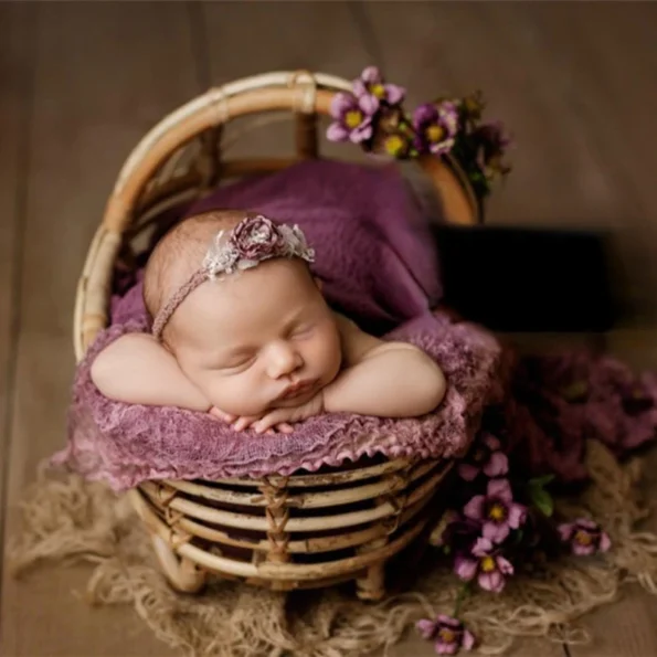 Newborn Photography Props Rattan Bed Chair Bassinet for Baby Newborn Studio Shooting Photo Props Fotografia Baby Accessories - Image 3