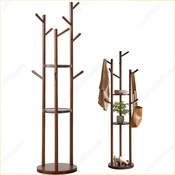 Clothes Rack Floor Standing Bedroom Hanging Clothes Rack Room Clothes Shelf Simple Multi-function Solid Wood Hanging Clothe Rack - Image 3