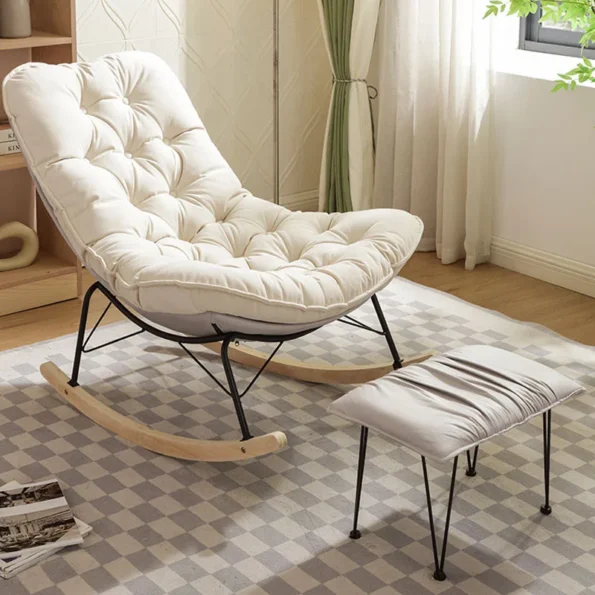 FULLLOVE Luxury Home Living Room Leisure Rocking Chair Modern Simple Single Sofa Chairs Balcony Lazy Deck Chair With Footstool - Image 2