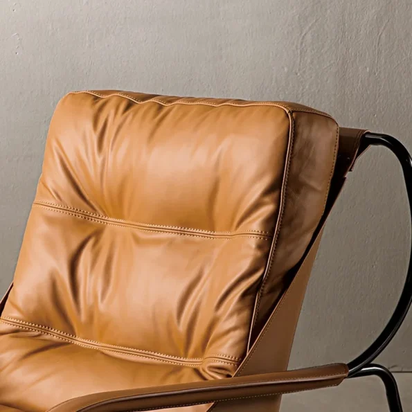 FULLLOVE Nordic Designer Single Sofa Chair Living Room Saddle Leather Leisure Chair Light Luxury Furniture Leather Lazy Recliner - Image 2