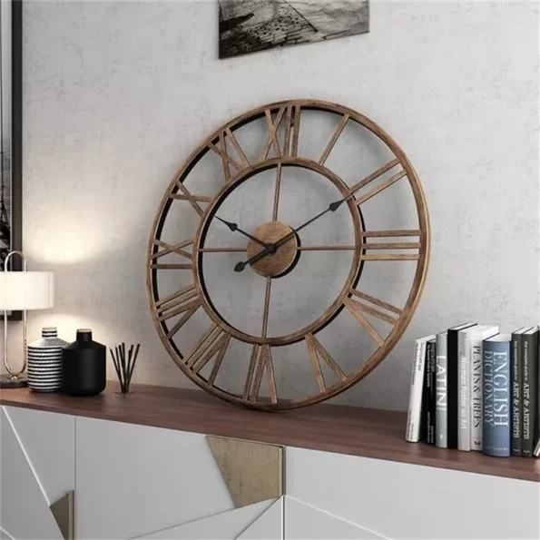 Modern 3D Large Wall Clock with Roman Numerals - Retro Metal Silent Nordic Ornament - Image 5