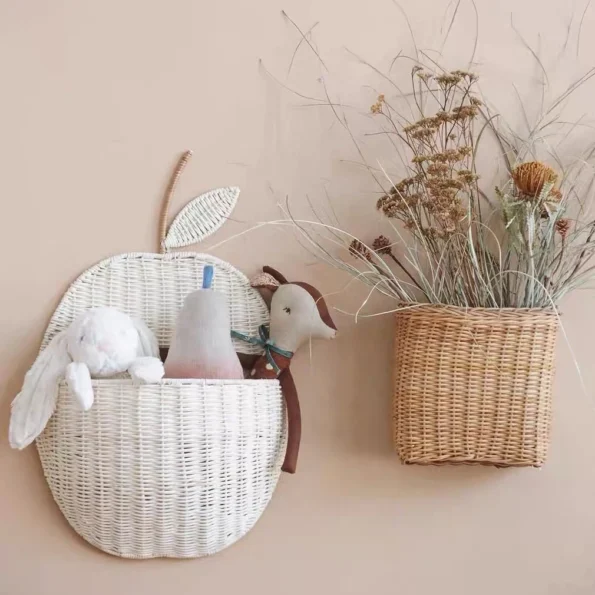 Handmade Rattan Apple Shaped Storage Basket - Image 2