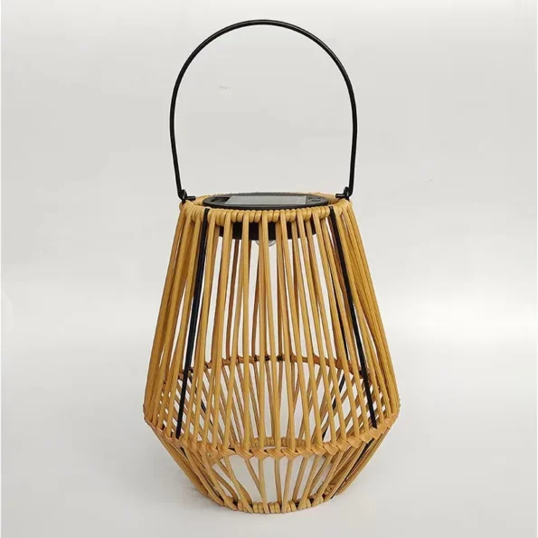 Outdoor Solar Imitation Rattan Lantern Courtyard Balcony Garden Decoration Candle Lights Creative Atmosphere Chandelier Garden - Image 2