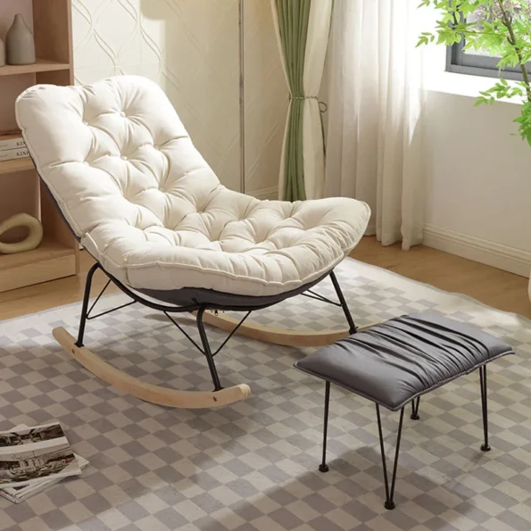 FULLLOVE Luxury Home Living Room Leisure Rocking Chair Modern Simple Single Sofa Chairs Balcony Lazy Deck Chair With Footstool - Image 3