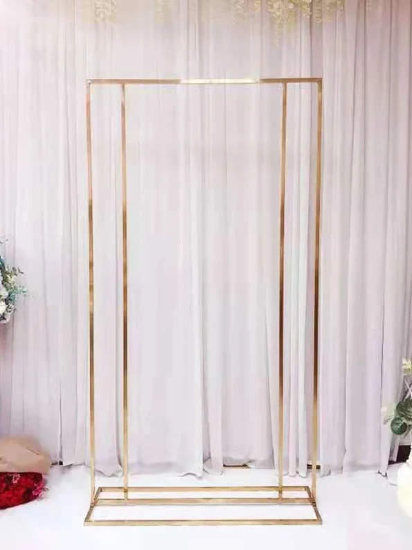 Wedding Arch Square Backdrop Balloon Stand, Shiny Metal, Gold Plating, Outdoor, Artificial Flower, Door Shelf Frame - Image 4