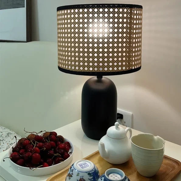 American Vintage Rattan Table Lamps Living Room Decorative Desk Lamp Creative Bamboo Woven Bedroom Bedside Lights - Image 7