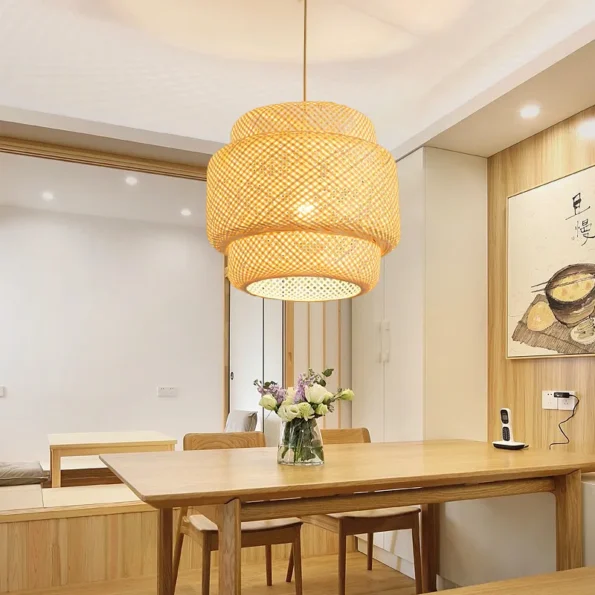 Bamboo Lantern pendent light Natural Rattan Wicker E27 Bulb Chandeliers pendent lamp Restaurant Home Decor AC85-260V - Image 2