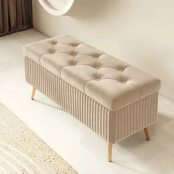 Luxury Ottoman Stool: Multifunctional Shoe Changing Bench for Bedroom and Living Room - Image 5