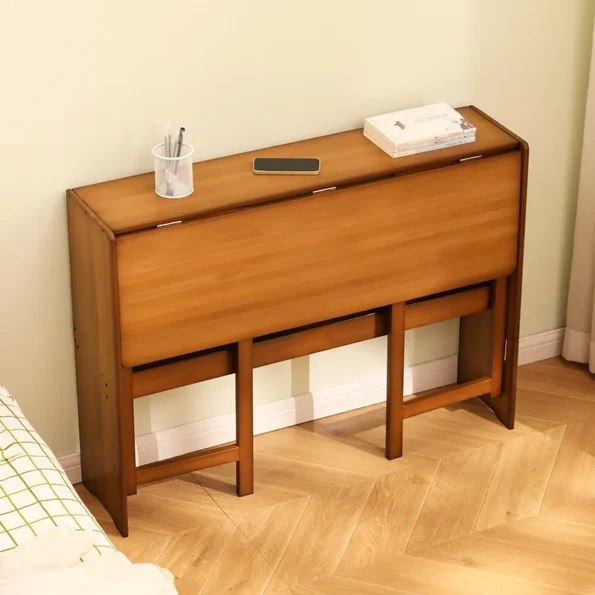 MOMO Folding Desk Computer Table Office Desk Student Home Small Desktop Solid Wood Bedroom Bedside Writing Workstation - Image 2