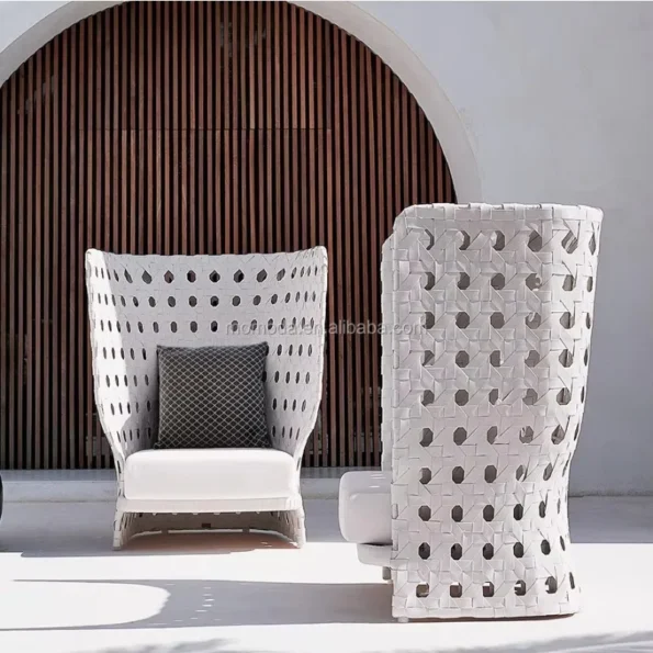 outdoor white rattan wicker beach hotel pool side  sun lounge bed wholesale furniture - Image 3