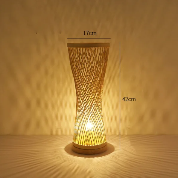 Modern Hand Knitted Weaving Bamboo Table Lamp Bedroom Bedside Lamp Wood Rattan Lampshade Room Home Decor Art Desk Light - Image 5