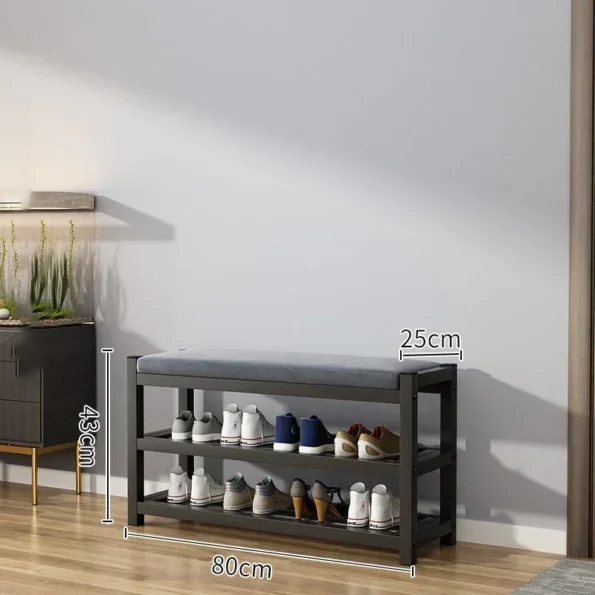 Changing Entryway Shoes Bench with Shoe Storage Cabinet Carbon Steel Shoe Rack for Hallway Seat Stool Space Saving Furniture - Image 2