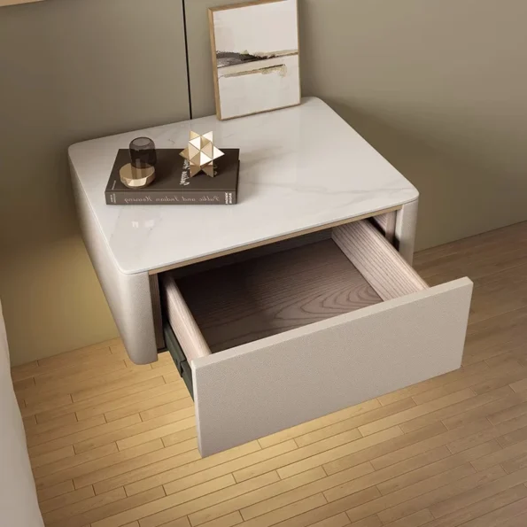 Modern Style Floating Nightstand: Minimalist Bedside Table with Sintered Stone Top - Image 5