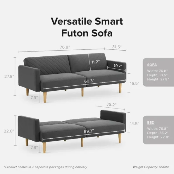 mopio Futon Sofa Bed, Couch, Small Sofa, Sleeper Sofa, Loveseat, Mid Century Modern Futon Couch, Sofa Cama, Couches - Image 2