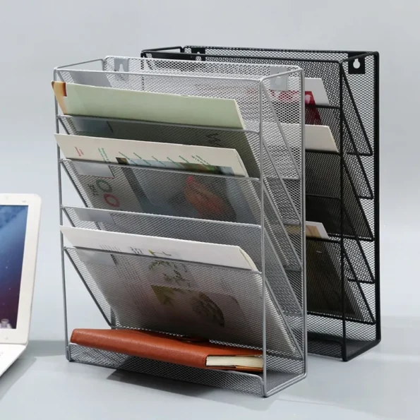 Multi-functional A4 Wall-mounted File Box with Magazine Rack Wall-mounted Bookshelf for Office Home Storage - Image 3