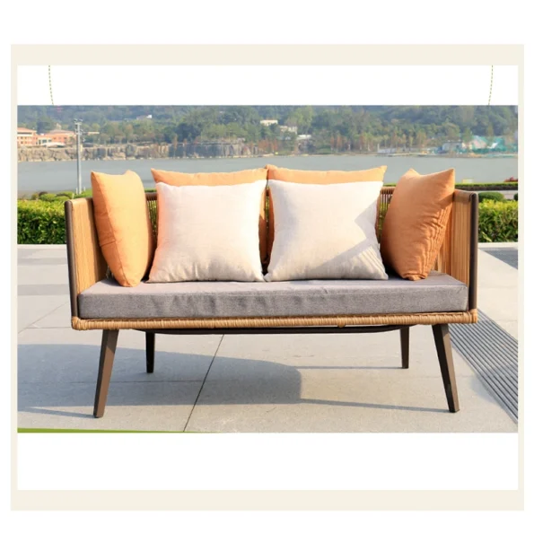 Sofa combination, courtyard terrace, two person leisure, waterproof, sunscreen, rattan outdoor rattan chairs, rattan woven - Image 4