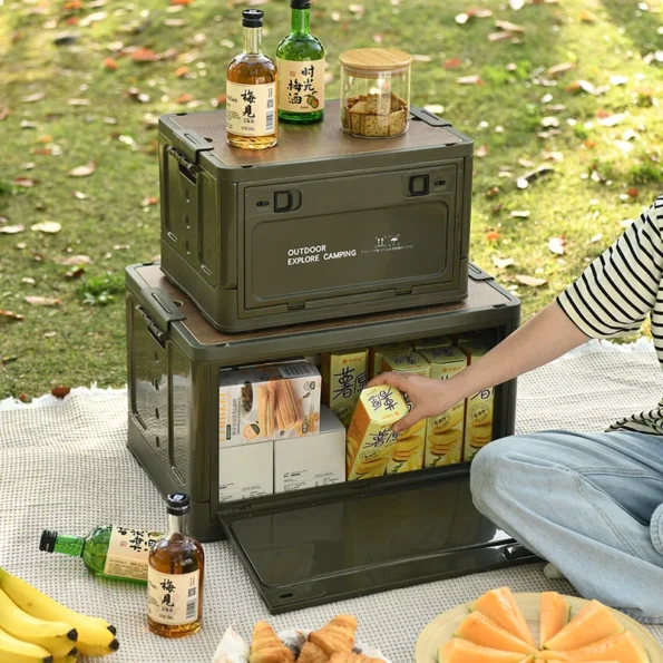 Outdoor Camping Folding Storage Box Car Storage Food Box Outdoor Travel Storage Bag Camping Equipment Tableware Storage - Image 2
