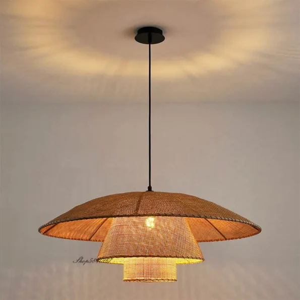 Vintage Rattan Lamp New Restaurant Pendant Lights Home Decor Dining Room Kitchen Loft Suspension Lustre Handmade Light Fixtures