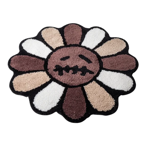 Smiling Face Tufted Rug Flower Art Rug for Bedroom Living Room Retro Rainbow Fluffy Bathroom Smile Rug Nonslip Mat Home Decor - Image 4