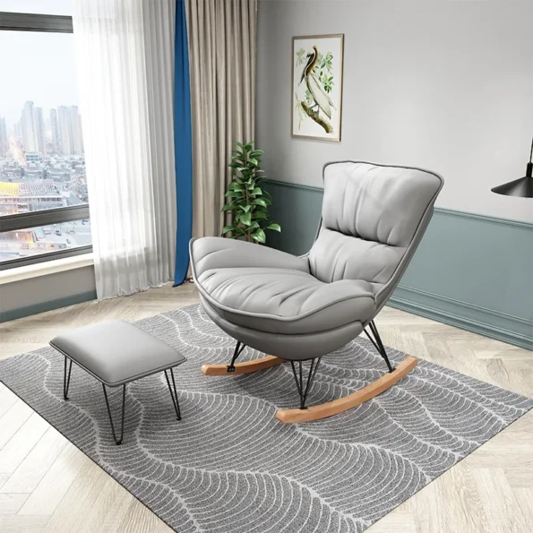Home Lazy Living Room Sofa Nordic Style Lazy Leisure Rocking Chair Recliner Light Luxury Living Room Balcony Single Sofa Chair - Image 3