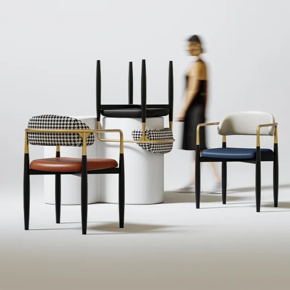 Luxury Minimalist Wooden Chair, Home Bar Chair - Image 3
