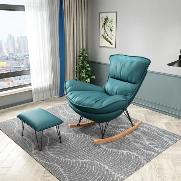 Home Lazy Living Room Sofa Nordic Style Lazy Leisure Rocking Chair Recliner Light Luxury Living Room Balcony Single Sofa Chair - Image 2