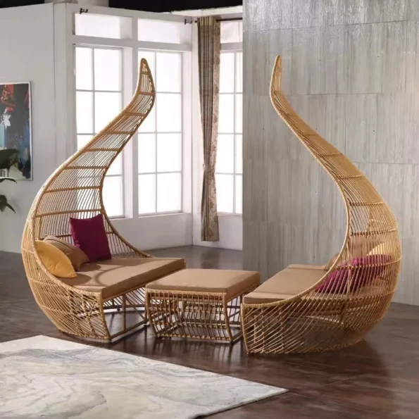 Competitive Price Patio Bali Canopy Bed Outdoor, Wicker Outdoor Sofa Bed Rattan Round Lounge With Canopy,chair classic,luxury - Image 5