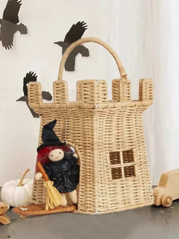 Rattan Woven Castle Basket,