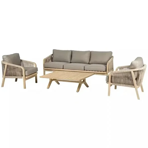 Outdoor teak sofa villa garden single person rattan chair