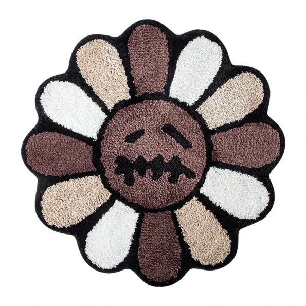 Smiling Face Tufted Rug Flower Art Rug for Bedroom Living Room Retro Rainbow Fluffy Bathroom Smile Rug Nonslip Mat Home Decor - Image 3