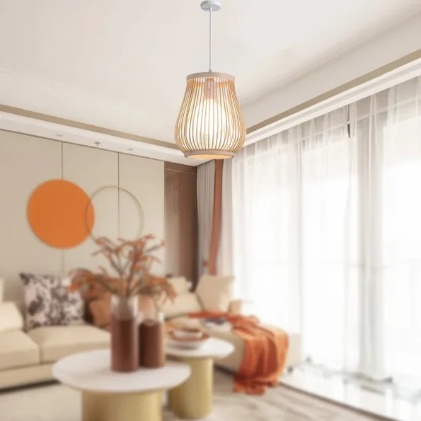 Chinese Rattan Wicker Pendant Lamp Lustre Bamboo Wood Chandelier Ceiling Light Handmade E27 for Home Living Ding Bed Room Decor - Image 3