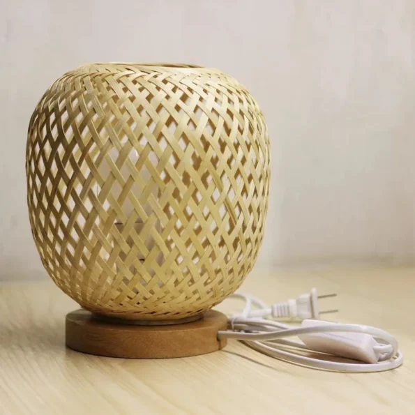 Bamboo Rattan Table Lamp Farmhouse Style Bedside Atmosphere Light Desk Study Bar Cafe Restaurant Nightlights - Image 3