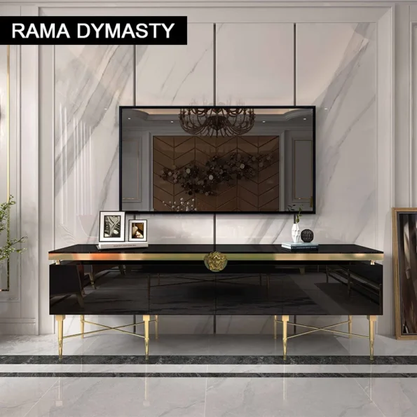 Light Luxury Tv Cabinet Living Room Furniture Modern Stainless Steel Tv Cabinet Lacquered Furniture