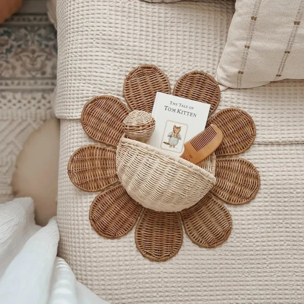 Nordic Sunflower Hand-woven Rattan Hanging Basket