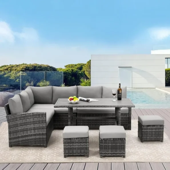 7 Pieces Patio Garden Sofas Furniture Set Outdoor Sectional Sofa Conversation Set All Weather Wicker Rattan Couch Garden Sofas - Image 6