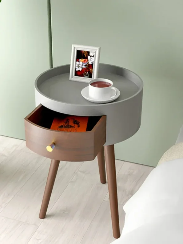 Minimalist Circular Nightstand: Italian Light Luxury Bedside Table - Image 3