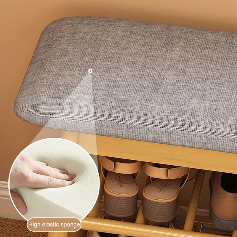 Shoe Rack Bench, Bamboo Entryway Bench, Simple Organizer with 2 Tier Storage Good Load Bearing for Hallway Living Room 출입구 벤치 - Image 3