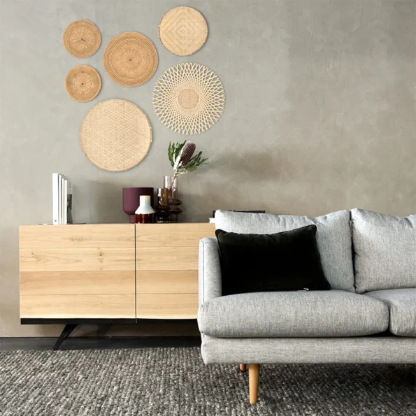 Set of 6 Rattan Wicker Wall Basket Hanging Wall Decor Boho Home Wall Decoration Straw Woven Plate Rustic Farmhouse Bedroom Decor - Image 3