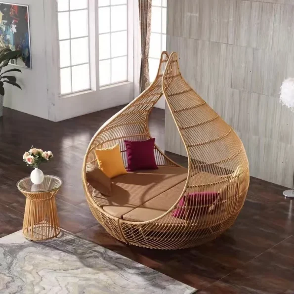 Competitive Price Patio Bali Canopy Bed Outdoor, Wicker Outdoor Sofa Bed Rattan Round Lounge With Canopy,chair classic,luxury - Image 3
