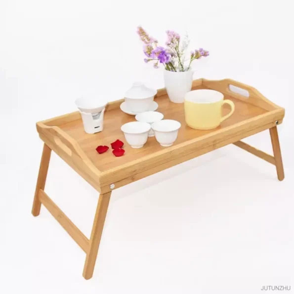 50x30x25cm Portable Natural Bamboo Bed Tray Breakfast Laptop Desk Reading  Gaming Desk Folding Table Useful Simple Kitchen Tool - Image 5